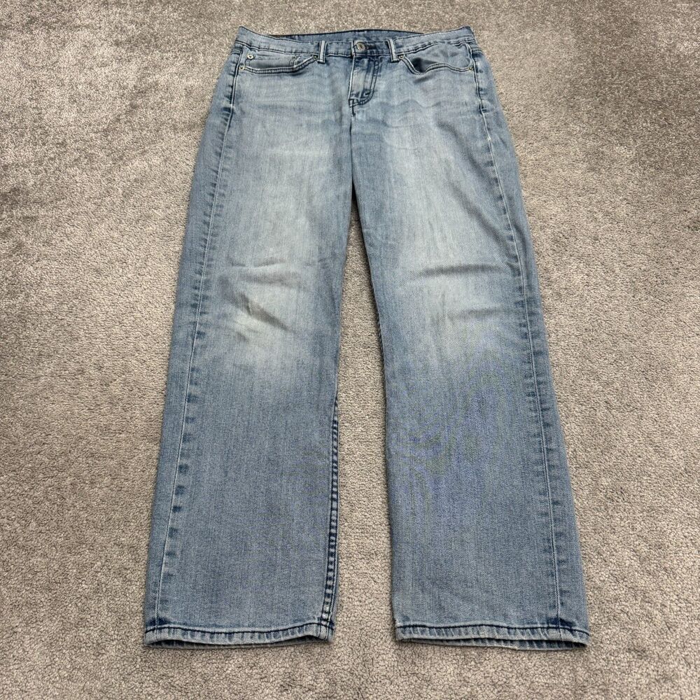 Levi's 514 Straight Slate Denim Jeans Mens 31x30 Blue Light Wash Cotton Casual